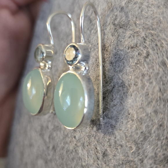 Chalcedony Blue Topaz Earrings Dangle Solid 925 Sterling Silver New Stunning - Picture 5 of 6